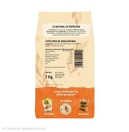 PACK 5 - Copos suaves Avena Integral, 1kg - El Granero