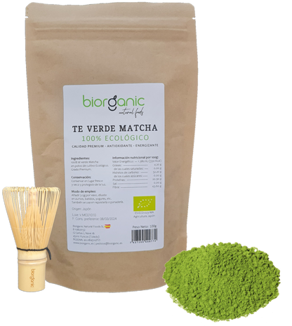 Batidor de Té verde Matcha Bambú Biorganic set2