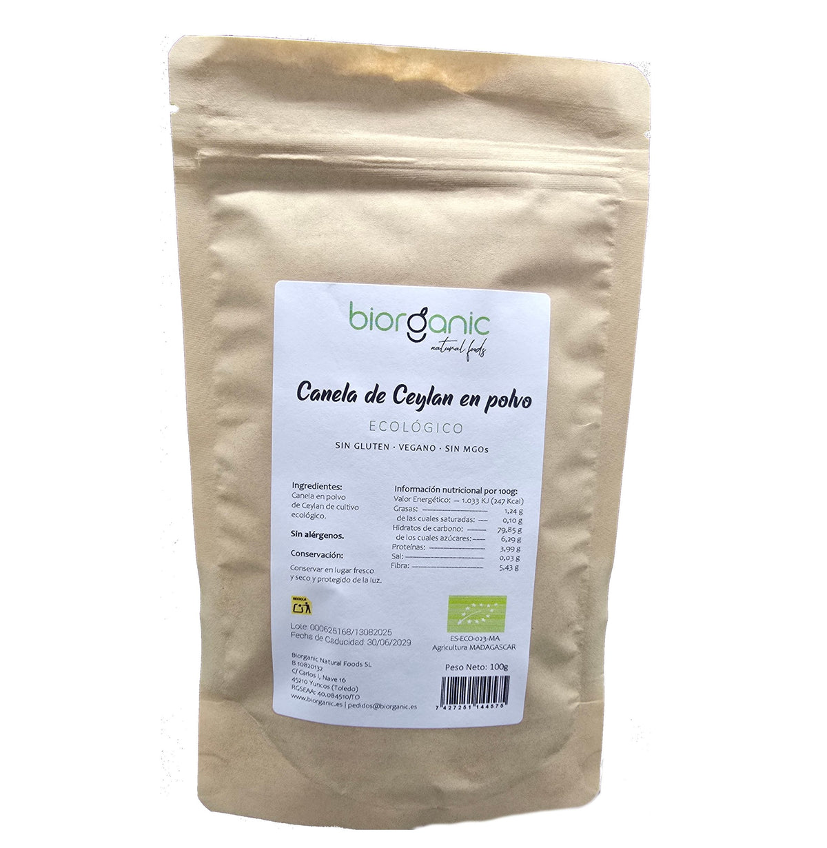 Canela de Ceylan en polvo Bio 100g Web -nueva