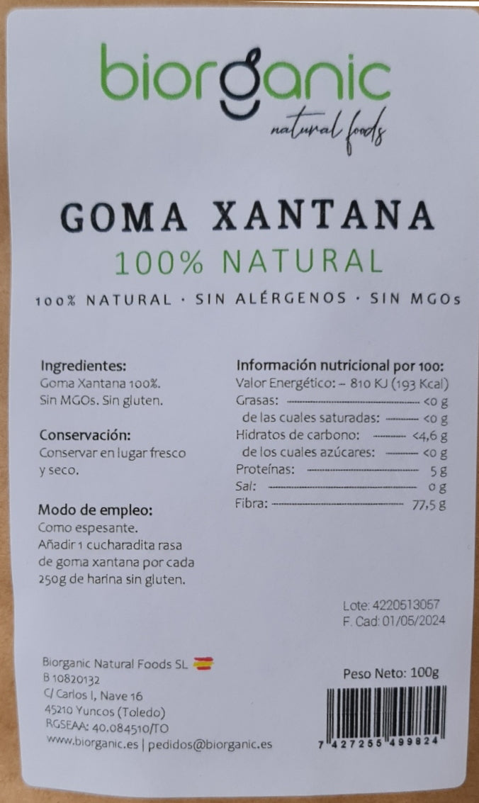 Goma Xantana Biorganic etiquetado